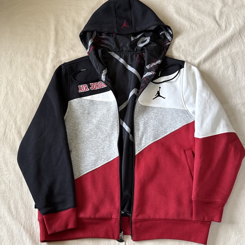 Air Jordan Flight Vintage Jacket Reversible Mens XL Hooded Full Zip Swoosh